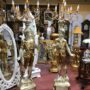 COPPIA-MORI-VENEZIANI-AVORIO-E-FOGLIA-ORO-E-ARGENTO-9-LUCI-163373461340