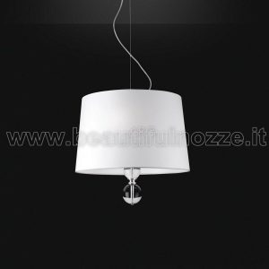 CRYSTABALL LAMPADARIO PICCOLA CON PARALUME BIANCO E SFERE IN VETRO 3 LUCI