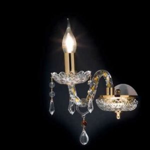 DALLAS APPLIQUE IN VETRO CRISTALLO TRASPARENTE E FINITURE ORO 1 LUCE