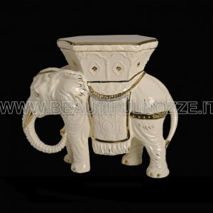ELEFANTE GRANDE IN CERAMICA CREMA E ORO CON CRISTALLI SWAROVSKI ANIMALI