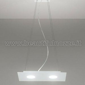 FLET LAMPADARIO SOSPENSIONE RETTANGOLARE PICCOLO ALLUMINIO BIANCO OPACO 3 LUCI