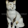 GATTO-SEDUTO-IN-CERAMICA-BIANCO-E-ORO-CON-CRISTALLI-SWAROVSKI-ANIMALI-162873574160