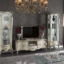 PARETE-ATTREZZATA-2-VETRINE-E-MOBILE-BASSO-PORTA-TV-IN-LEGNO-AVORIO-E-ARGENTO-153119397540