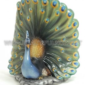 PAVONE IN CERAMICA COLORATA UCCELLI LEONE PUMA PANTERA ARREDO CASA