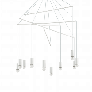 POP LAMPADARIO SOSPENSIONE IN METALLO BIANCO 10 LUCI