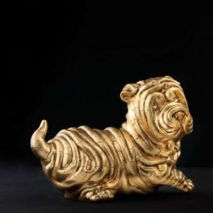 SHARPEI CUCC. CANE CERAMICA ORO CRISTALLI ANIMALI ARREDO CASA SOGGIORNO SALOTTO