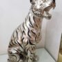 TIGRE-SIBERIANA-IN-CERAMICA-FOGLIA-ARGENTO-E-DECORI-NERO-163477907050-8