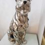 TIGRE-SIBERIANA-IN-CERAMICA-FOGLIA-ARGENTO-E-DECORI-NERO-163477907050