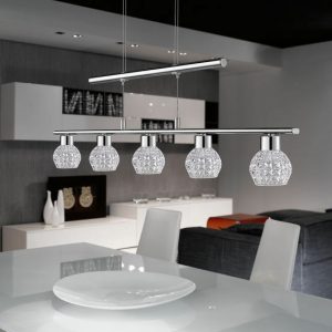 VENUS LAMPADARIO SOSPENSIONE LED ACCIAIO CROMO VETRO LEVIGATO SALONE CUCINA 24 W