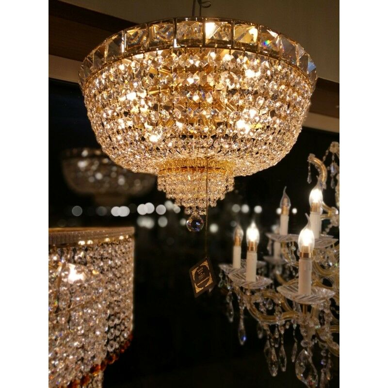 1218-PLAFONIERA-IMPERO-STRUTTURA-IN-METALLO-ORO-O-CROMO-CON-CRISTALLI-4-LUCI-163325212261-2