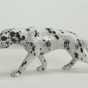 CANE DALMATA MEDIO SU 4 ZAMPE IN CERAMICA BIANCO E NERO ANIMALI ARREDO CASA