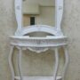 ENTRATINA-CONSOLLE-E-SPECCHIO-LEGNO-BIANCO-E-FOGLIA-ARGENTO-FIORI-E-CRISTRALLI-152854475981