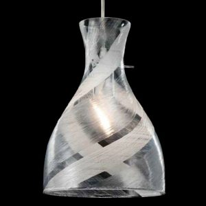 IMBUTO LAMPADARIO MODERNO GRANDE IN VETRO DECORATO JEANSATO BIANCO 1 LUCE