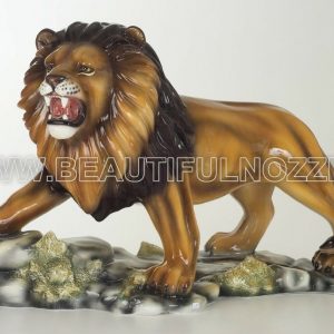 LEONE SU ROCCIA IN CERAMICA COLORATA ANIMALI TIGRE PANTERA ARREDO CASA