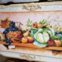 QUADRO-CON-FRUTTA-CORNICE-IN-LEGNO-AVORIO-E-FOGLIA-ORO-154471260971