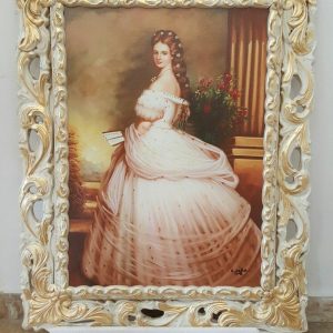 QUADRO PRINCIPESSA SISSI LEGNO PANNA E FOGLIA ORO PANNELLO ARREDO CASA