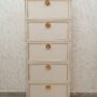 SCARPIERA-IN-LEGNO-5-CASSETTI-DECORO-AVORIO-FOGLIA-ORO-CON-CRISTALLI-ARREDO-CASA-152623897301