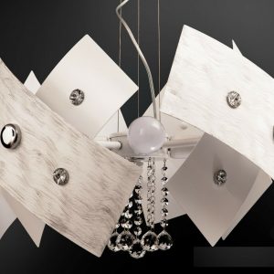 TREY LAMPADARIO SOSPENSIONE MODERNO STRUTTURA BIANCA CON CRISTALLI 4 LUCI 60W