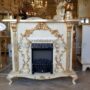 CAMINETTO-ELETTRICO-CON-ECOPELLE-AVORIO-E-FOGLIA-ORO-CON-CRISTALLI-ARREDO-CASA-152874198662