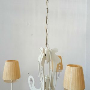 HOLLYWOOD LAMPADARIO METALLO LACCATO AVORIO CON CRISTALLI PARALUMI AVORIO 3 LUCI