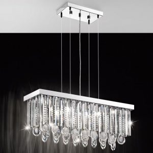 LAMPADARIO MODERNO 7 LUCI LAMPADA SOFFITTO PLAFONIERA SOSPENSIONE ACCIAIO CROMO