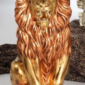 LEONE PICCOLO SIMBA IN CERAMICA FOGLIA ORO PANTERA LEOPARDO STATUA SCULTURA