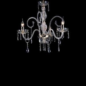 MARIA TERESA T4 LAMPADARIO IN VETRO E CRISTALLI CON FINITURE ORO 3 LUCI