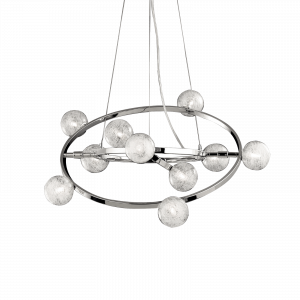 ORBITAL LAMPADARIO SOSPENSIONE IN CROMO E SFERE DI VETRO 10 LUCI