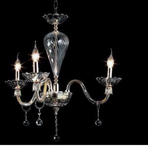 ROXANNE LAMPADARIO IN VETRO SOFFIATO LAVORATO A MANO E FINITURE ORO 3 LUCI