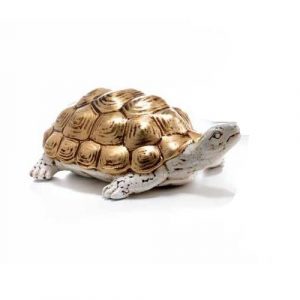 TARTARUGA GRANDE IN CERAMICA FOGLIA ORO ARREDO CASA SOPRAMMOBILE