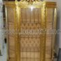 VETRINA-A-1-ANTA-IN-LEGNO-FOGLIA-ORO-CON-STOFFA-ORO-E-CRISTALLI-ARREDO-CASA-153215968762