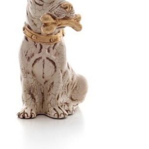 CANE OSSO AVORIO ORO CERAMICA CRISTALLI ANIMALI ARREDO CASA SOGG. SALOTTO