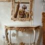 CONSOLLE-E-SPECCHIO-IN-LEGNO-E-MARMO-AVORIO-E-ORO-ENTRATINA-CASA-SALOTTO-SOGG-152044489113