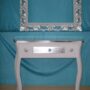 CONSOLLE-E-SPECCHIO-MODERNA-IN-LEGNO-DECORO-BIANCO-E-ARGENTO-ENTRATINA-SOGGIORNO-152232969633