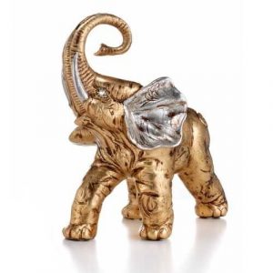 ELEFANTE GRANDE ZEUS IN CERAMICA FOGLIA ORO E ARGENTO CON CRISTALLI ARREDO CASA
