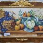 QUADRO-CON-FRUTTA-CORNICE-IN-LEGNO-NOCE-E-FOGLIA-ORO-STAMPA-SU-TELA-164732640583