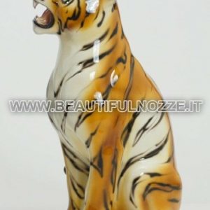 TIGROTTO MEDIO SEDUTO IN CERAMICA TIGRATO ANIMALI LEONE PANTERA ARREDO CASA