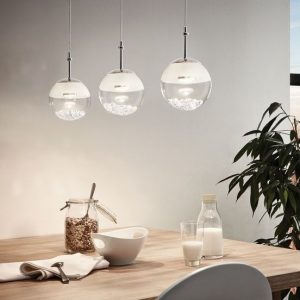 ZENA LAMPADARIO SOSPENSIONE MODERNO LED 3 LUCI ACCIAIO CROMO SALONE CUCINA 15W
