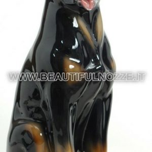 CANE ROTTWEILER MEDIO SEDUTO IN CERAMICA COLORATA ANIMALI ARREDO CASA