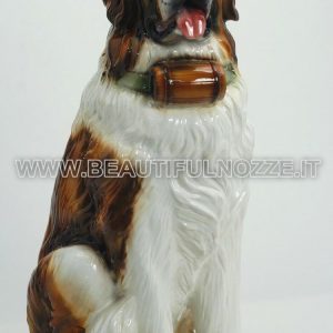 CANE SAN BERNARDO SEDUTO IN CERAMICA COLORATA ANIMALI ARREDO CASA