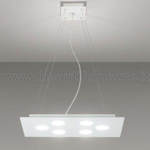 FLET LAMPADARIO SOSPENSIONE RETTANGOLARE MEDIA IN ALLUMINIO BIANCO OPACO 7 LUCI
