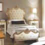 LETTO-SINGOLO-IN-LEGNO-BAROCCO-FOGLIA-ORO-CON-ECOPELLE-BIANCA-CON-CRISTALLI-162364219484
