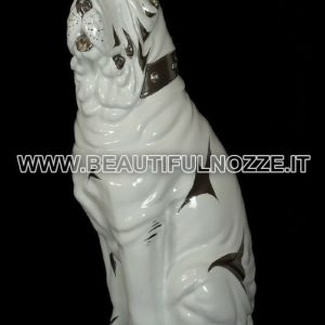 MASTINO NAPOLETANO IN CERAMICA BIANCO PLATINO CON CRISTALLI SWAROVSKI ANIMALI