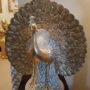 PAVONE-IN-CERAMICA-FOGLIA-ORO-E-PLATINO-CON-CRISTALLI-163007421644