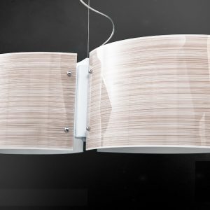 TREV LAMPADARIO SOSPENSIONE MODERNO STRUTTURA BIANCA CON RIGHE 2 LUCI 60W