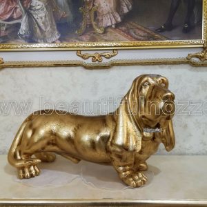 BASSOTTO GRANDE IN CERAMICA FOGLIA ORO CON CRISTALLI