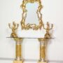 COLONNA-CON-SPECCHIERA-REGALE-CONSOLLE-E-SPECCHIO-IN-CERAMICA-FOGLIA-ORO-ARGENTO-152201669665