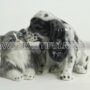 COPPIA-COCKER-E-GATTO-IN-CERAMICA-BIANCO-NERO-E-GRIGIO-ANIMALI-ARREDO-CASA-152895295695