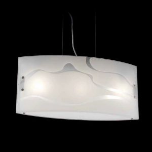 KANSAS SOSPENSIONE MEDIA IN VETRO ACIDATO E SERIGRATO 3 LUCI X 60W