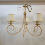 LAMPADARIO-SOSPENSIONE-IN-FERRO-BATTUTO-PANNA-CON-PARALUMI-IN-TESSUTO-3-LUCI-152983531975